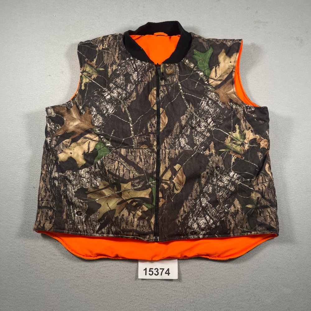 Cabela's Hunting Vest Mens XL Camo Excellent Insulated Blaze Orange Reversible